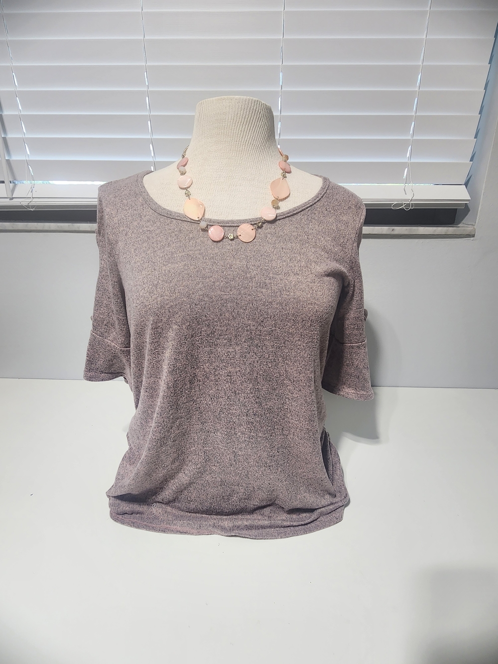 Unk Short Sleeve Scoop Neck Top in Dusty Rose
